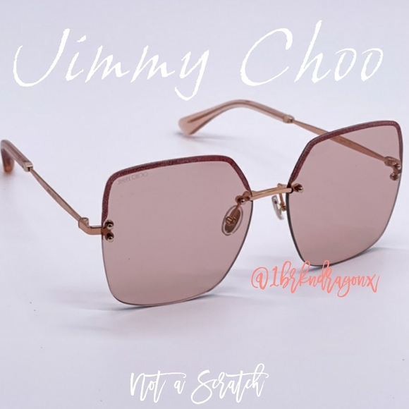 NWT Square Frame Copper Gold Sunglasses Jimmy Choo Shades Genuine Brand New Case main image 13